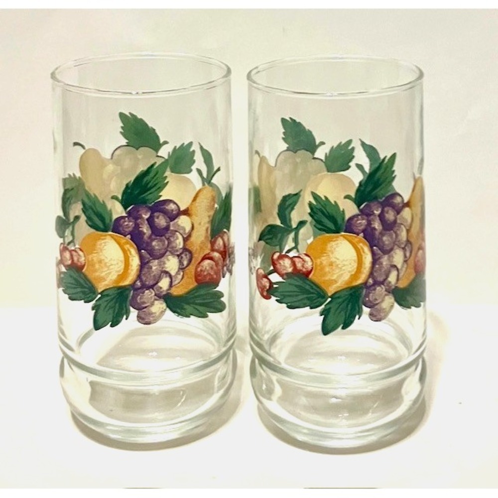 Corelle Abundance Fruit 14 oz Glasses 5 7/8" Tumbler Set of 2